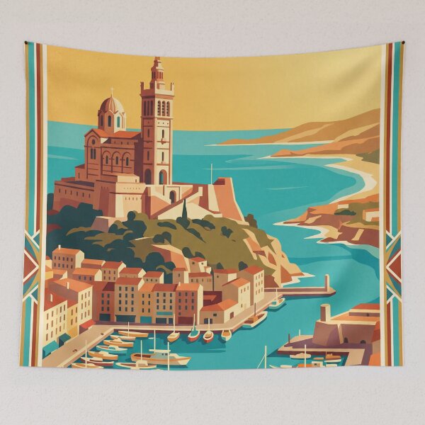Item preview, Marseille France Vintage Travel Poster designed and sold by Bomax121.