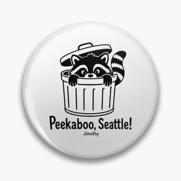 Item preview, Peekaboo Seattle Cute Raccoon Jimothy Trash Can designed and sold by TSshirtShoppe.