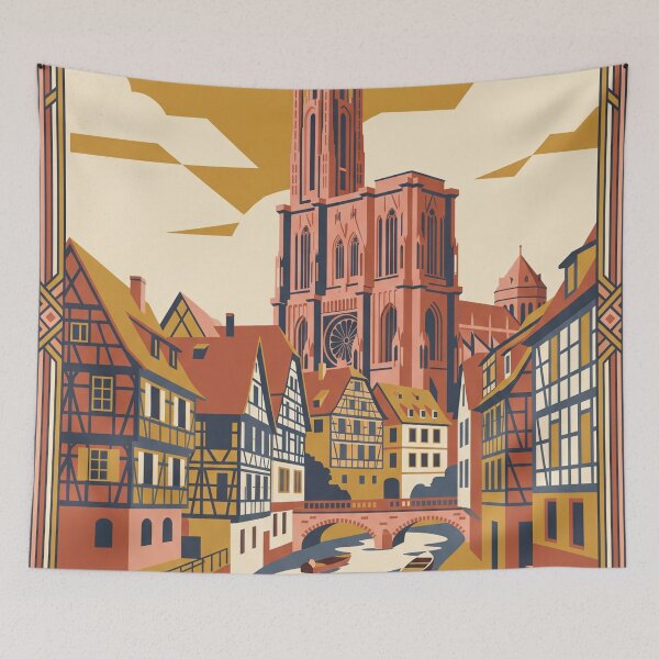 Item preview, Strasbourg France Vintage Travel Poster designed and sold by Bomax121.