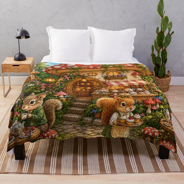 Item preview, Cozy Mushroom Village Pixel Art Tea Party designed and sold by Yiruda-Art.