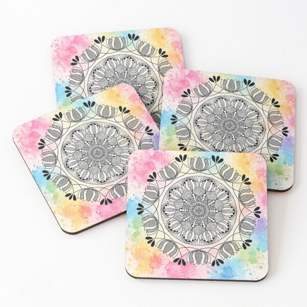 Item preview, Vibrant Watercolour Mandala Flower Art designed and sold by DesignByNature7.