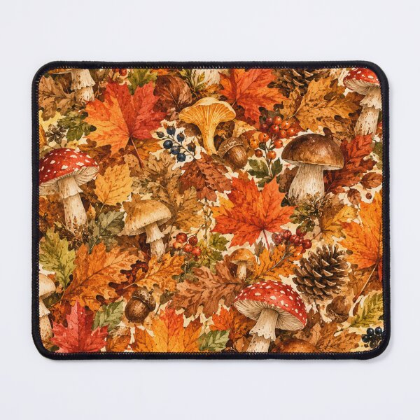 Item preview, Autumn Forest Mushroom Pattern | Cozy Fall Leaves, Acorns & Woodland Botanical Design designed and sold by DreamPixelPrint.