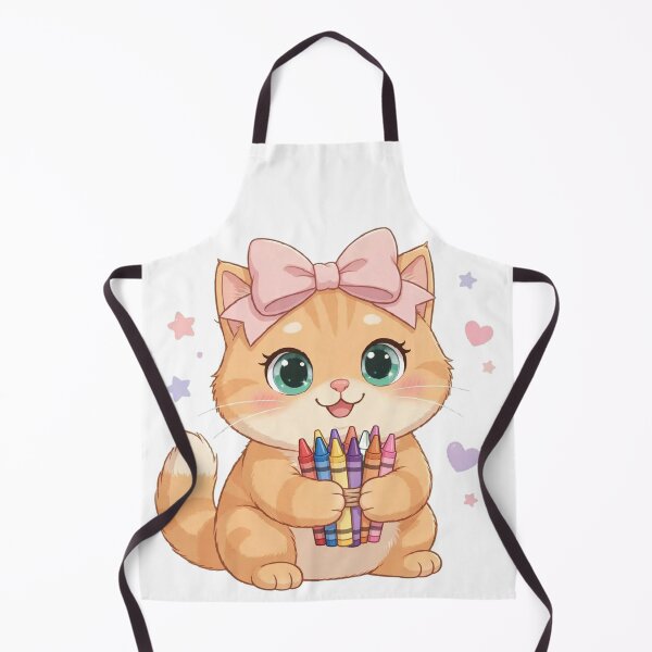 Item preview, Cute Cat Holding Colorful Crayons Set designed and sold by Luna's World - Moody Vibes Studio.
