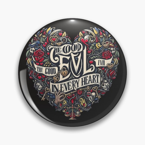 Item preview, Good Evil Heart Typography Crest designed and sold by Voodoo Store Paranormal Collections.