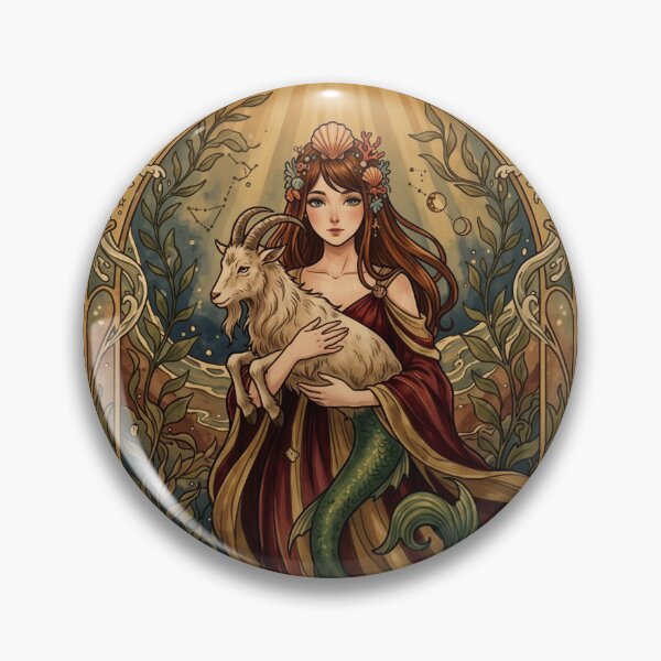 Item preview, Capricorn Energy Anime Mermaid Goddess – Zodiac Astrology Celestial Horoscope Wall Art Print designed and sold by RSDigitalPrintDesign.