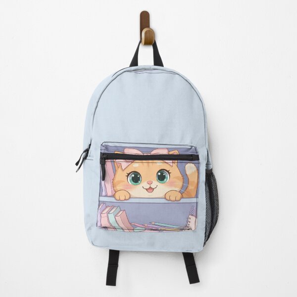 Item preview, Cute Cat Peeking From Pastel Bookshelf designed and sold by Moody Vibes Studio.