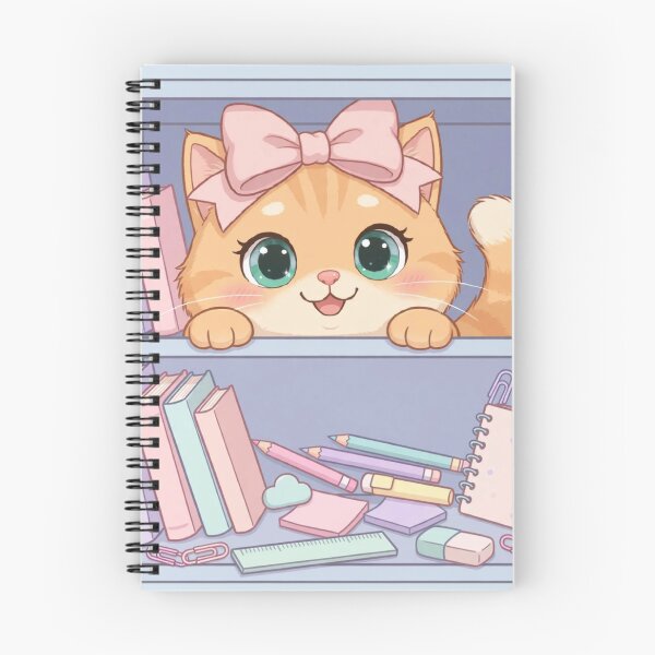 Item preview, Cute Cat Peeking From Pastel Bookshelf designed and sold by Moody Vibes Studio.