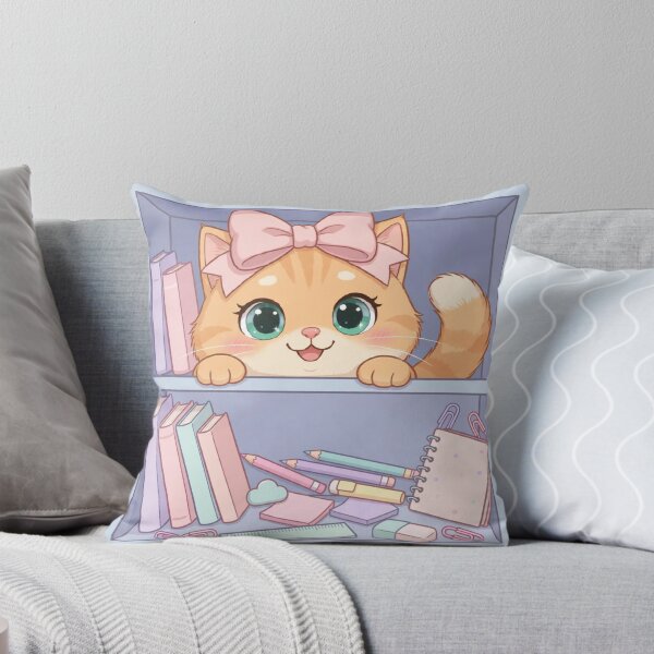 Item preview, Cute Cat Peeking From Pastel Bookshelf designed and sold by Moody Vibes Studio.