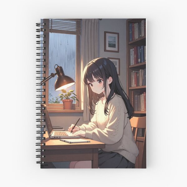 Item preview, Cozy Anime Girl Writing by Window designed and sold by IntelliMindDesigns.