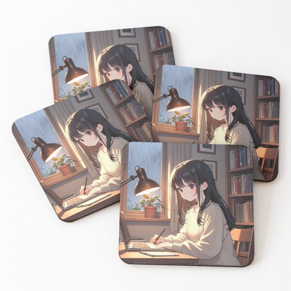 Item preview, Cozy Anime Girl Writing by Window designed and sold by IntelliMindDesigns.