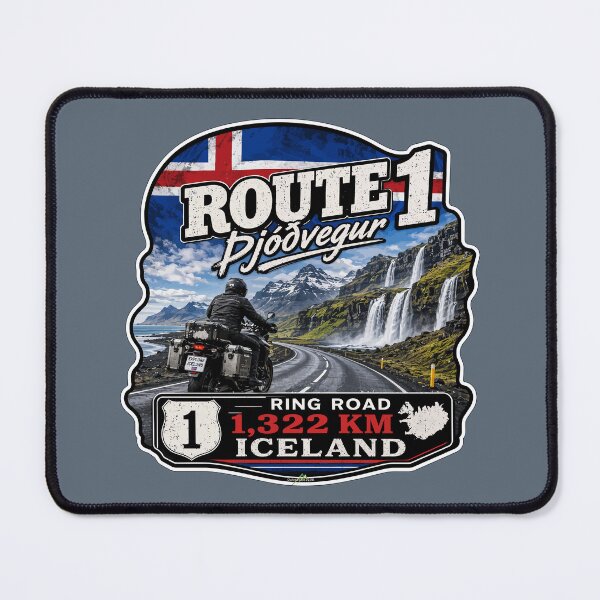Item preview, Iceland Ring Road Route 1 Motorcycle Sticker TShirt 03 designed and sold by OuterShellUK.