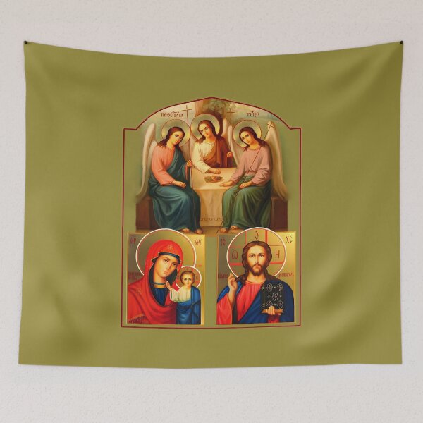 Item preview, Triptych: Holy Trinity, Lord God, and Mother of God, Orthodox Icon designed and sold by orthodox-icon.