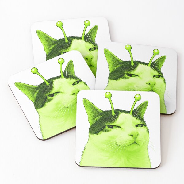 Item preview, Unidentified Feline Object | Funny Green Alien Cat Meme Sticker | Cute UFO Space Cat Cartoon for Cat Lovers designed and sold by Meenova Art.