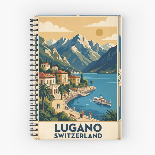 Item preview, Lugano Switzerland Vintage Travel Poster designed and sold by Bomax121.
