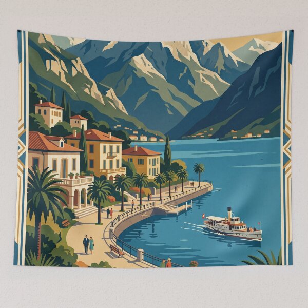Item preview, Lugano Switzerland Vintage Travel Poster designed and sold by Bomax121.