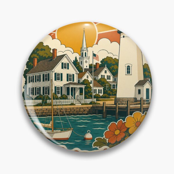 Item preview, Edgartown USA Travel Souvenir - Retro Illustration designed and sold by VisualArtsOasis.