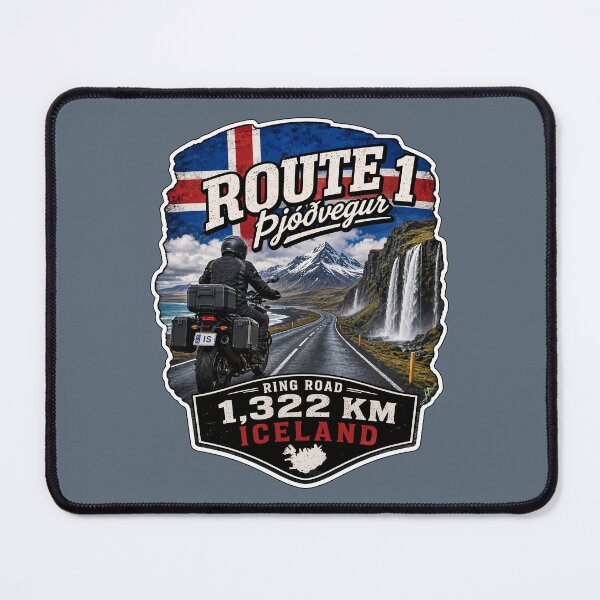 Item preview, Iceland Ring Road Route 1 Motorcycle Sticker TShirt 04 designed and sold by OuterShellUK.