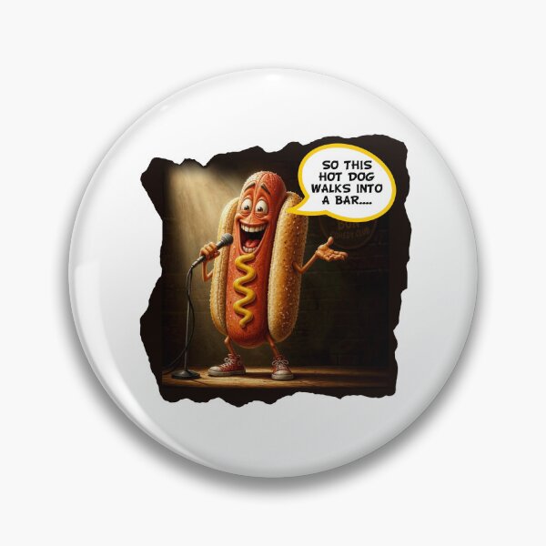 Item preview, A Hot Dog Walks Into a Bar - Cartoon Funny Illustration  designed and sold by Wilcox PhotoArt.