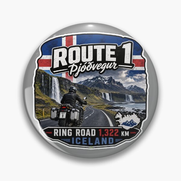 Item preview, Iceland Ring Road Route 1 Motorcycle Sticker TShirt 05 designed and sold by OuterShellUK.