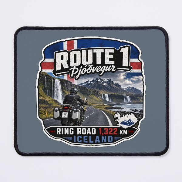 Item preview, Iceland Ring Road Route 1 Motorcycle Sticker TShirt 05 designed and sold by OuterShellUK.