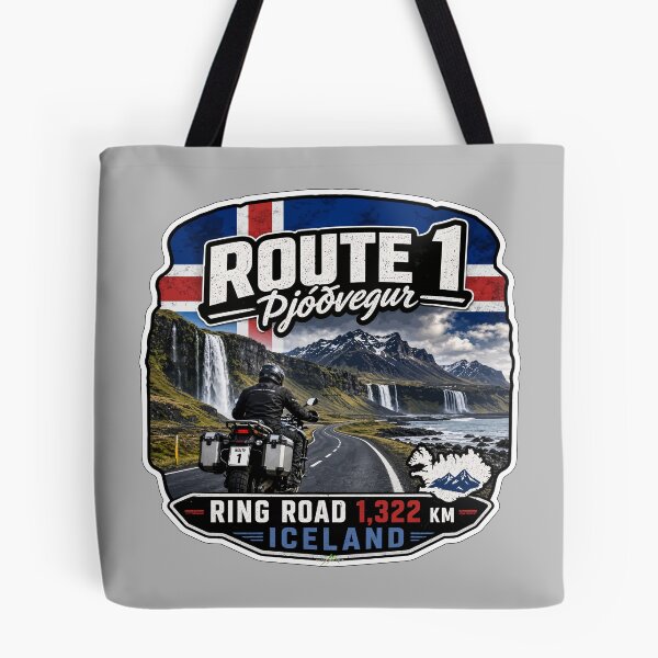 Item preview, Iceland Ring Road Route 1 Motorcycle Sticker TShirt 05 designed and sold by OuterShellUK.