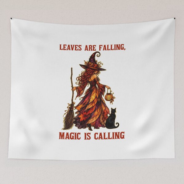 Item preview, Leaves Are Falling, Magic Is Calling Witch Autumn Halloween Vintage Art designed and sold by Spyshirt.