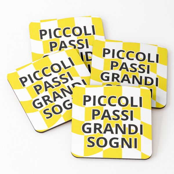 Item preview, Piccoli Passi Grandi Sogni - Italian Inspirational Quote on a Yellow and White Checkered Background designed and sold by icreativestudio.