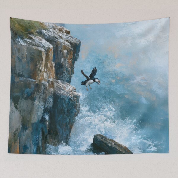 Item preview, A Puffin returning to cliff nests with fish, Birds in Motion designed and sold by CDC40.