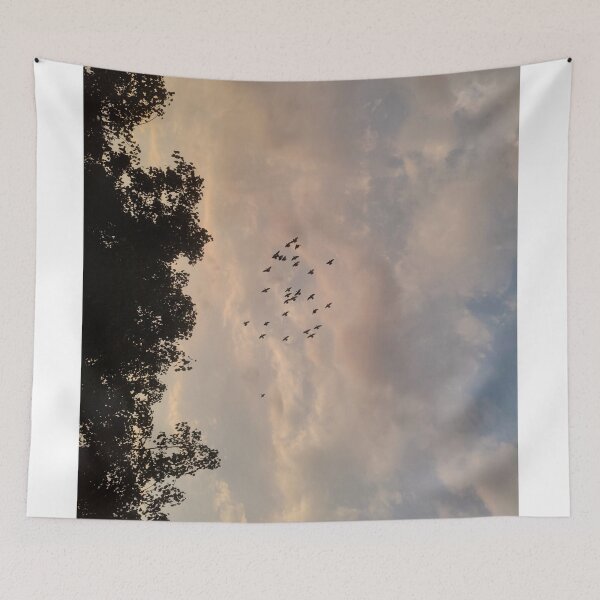 Item preview, Flock of Birds in a Dreamy Sunset Sky | Peaceful Nature Photography designed and sold by harshartsz.