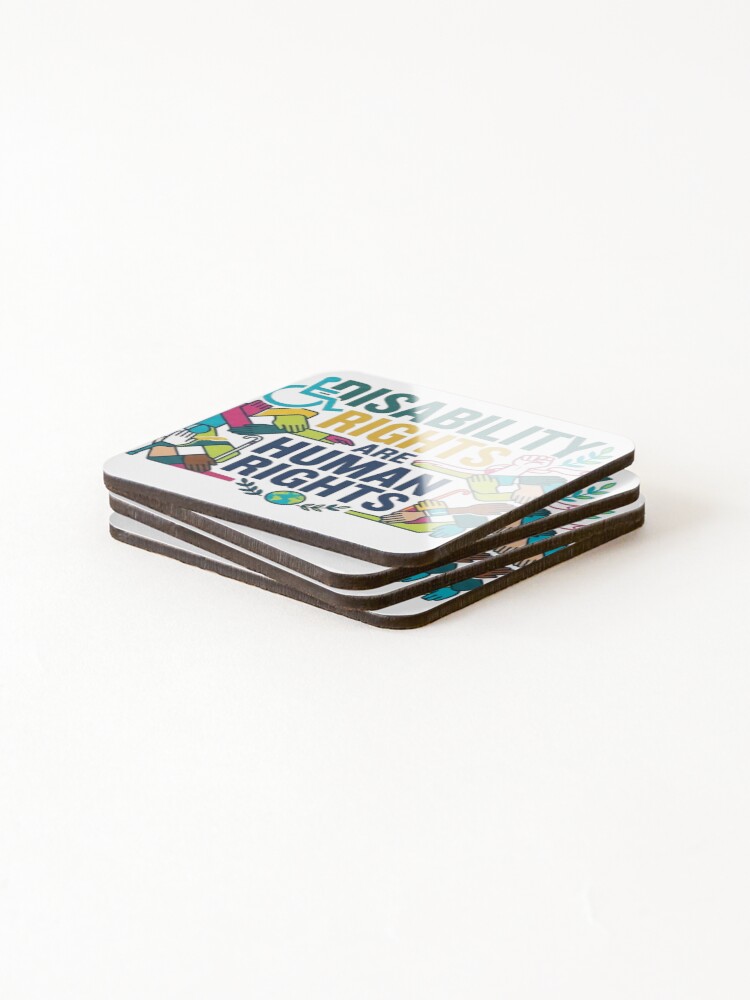 Thumbnail 4 of 5, Coasters (Set of 4), Disability Rights Are Human Rights designed and sold by Zbixu.