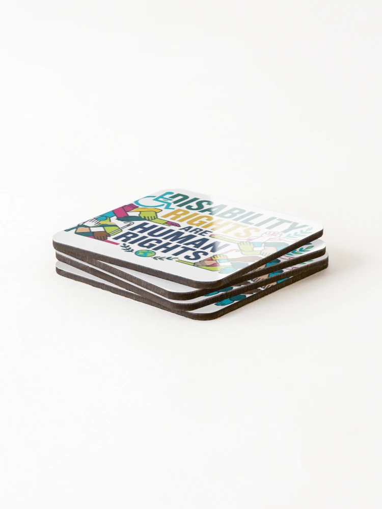 Thumbnail 4 of 5, Coasters (Set of 4), Disability Rights Are Human Rights designed and sold by Zbixu.