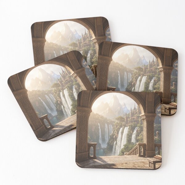 Item preview, Sanctuary Balcony, Epic Fantasy Waterfall Citadel designed and sold by BlareBlare.