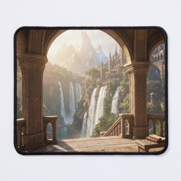 Item preview, Sanctuary Balcony, Epic Fantasy Waterfall Citadel designed and sold by BlareBlare.