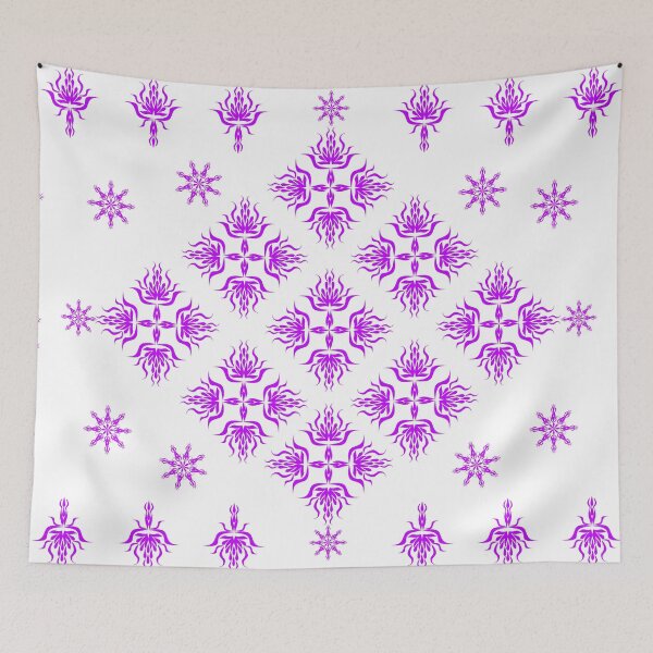Aperçu de l'œuvre Motif ornemental floral moderne en forme de lotus violet avec des motifs décoratifs symétriques créée et vendue par Ei-Ei.