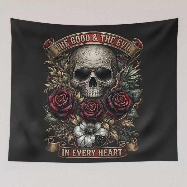Item preview, Shaded Engraved Skull Rose Banner designed and sold by Voodoo Store Paranormal Collections.