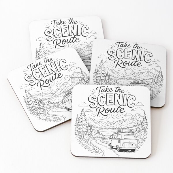 Item preview, Take the Scenic Route Retro Camper Line Art T-Shirt | Vintage Road Trip Nature Adventure Graphic designed and sold by AsolsArts.