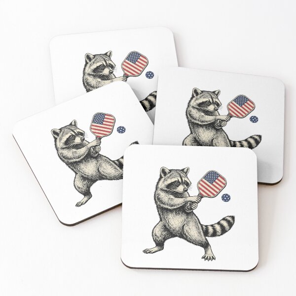 Item preview, Patriotic Pickleball Swing Raccoon designed and sold by Roy & Tiffany.
