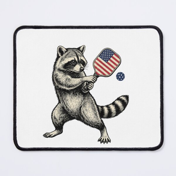 Item preview, Patriotic Pickleball Swing Raccoon designed and sold by Roy & Tiffany.
