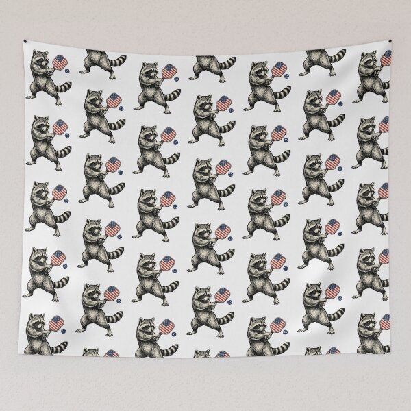 Item preview, Patriotic Pickleball Swing Raccoon designed and sold by Tiffany Roy.