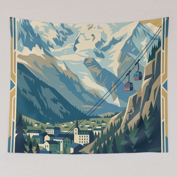 Item preview, Chamonix France Vintage Travel Poster designed and sold by Bomax121.