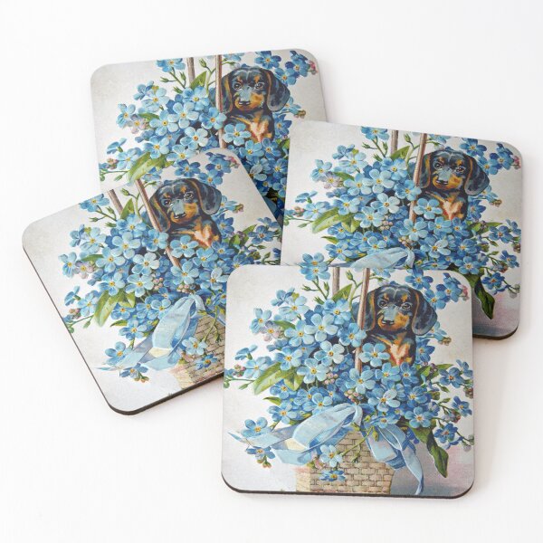 Item preview, Dachshund and Forget-me-Nots designed and sold by Frankie Cat Photography.