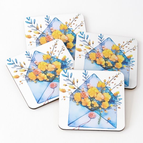 Item preview, Watercolor Spring Floral Envelope - Yellow Blooms Love Letter Art designed and sold by Tokraz-art.