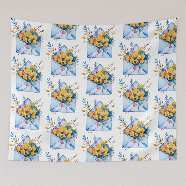 Item preview, Watercolor Spring Floral Envelope - Yellow Blooms Love Letter Art designed and sold by Tokraz-art.