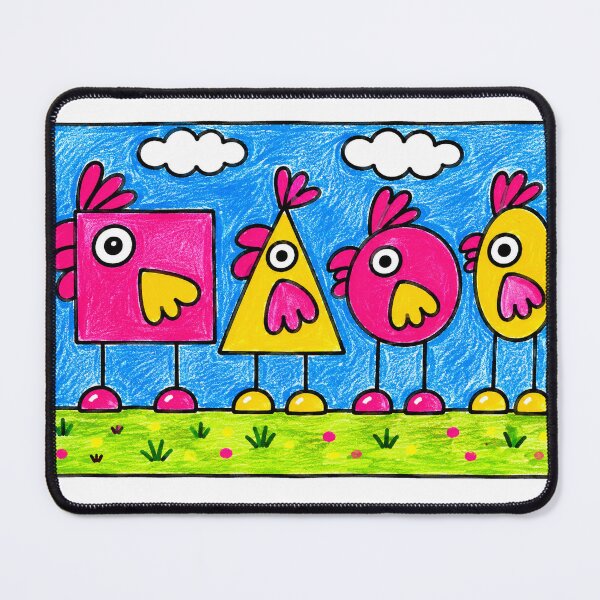 Item preview, Pink & Yellow Geometric Doodle Birds – Playful Hand-Drawn Cartoon designed and sold by fateh236.