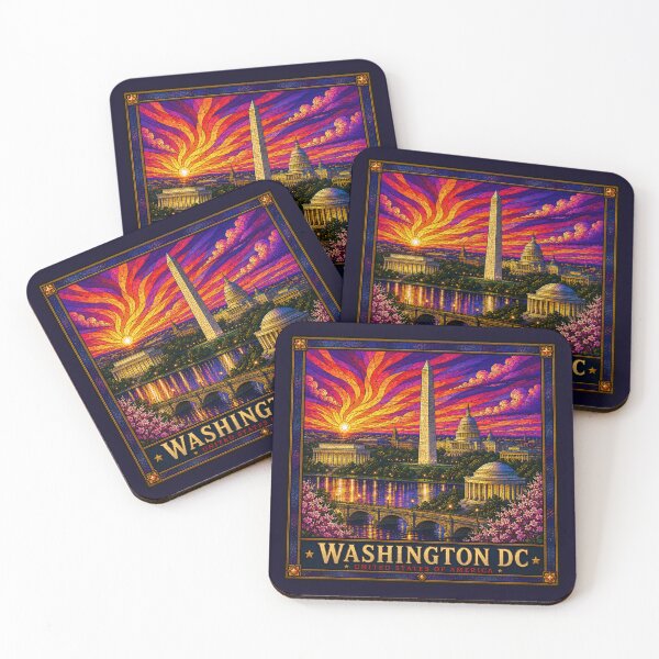 Item preview, Washington DC Stained Glass Travel Poster | Handcrafted Mosaic City Wall Art designed and sold by Swanny's Custom T-shirt and Gift Designs.
