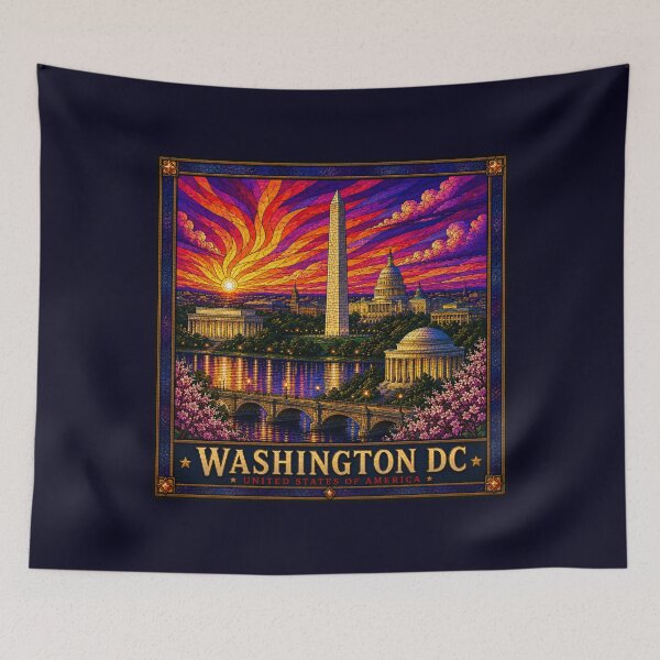 Item preview, Washington DC Stained Glass Travel Poster | Handcrafted Mosaic City Wall Art designed and sold by Swanny's Custom T-shirt and Gift Designs.