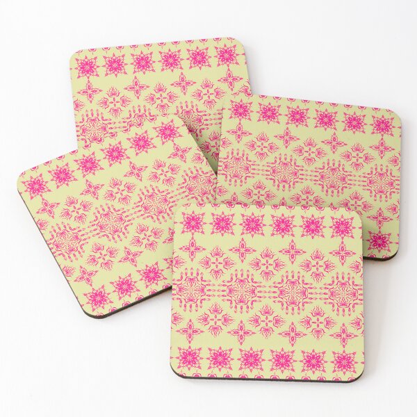 Item preview, Traditional Floral Ornamental Pattern in Pink on Pale Yellow Background designed and sold by Ei-Ei.