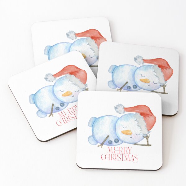 Item preview, Watercolor Sleeping Christmas Snowman Design designed and sold by     Sela Art .