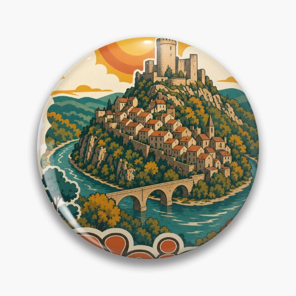 Item preview, Najac France Travel Souvenir - Retro Illustration designed and sold by VisualArtsOasis.