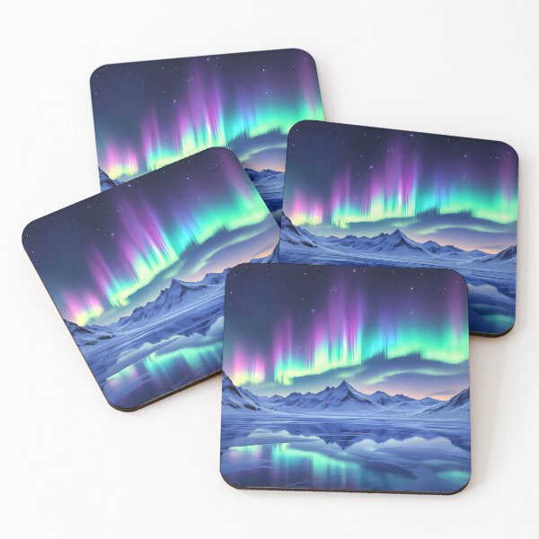 Item preview, Aurora Borealis Over Frozen Mountains – Northern Lights Landscape Wall Art designed and sold by DreamyWallVibes.